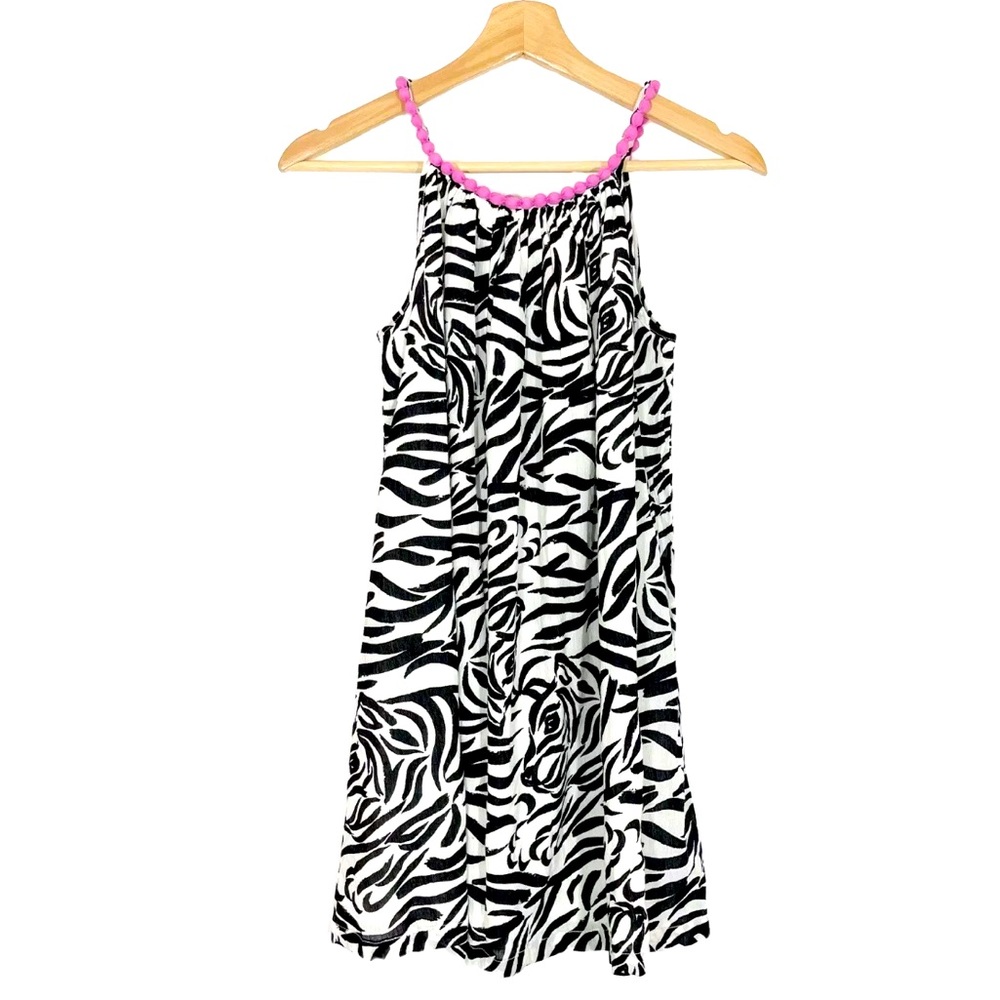 NWT Jessica Simpson Gardenia Tiger Print Tank Dress Black White Sz L